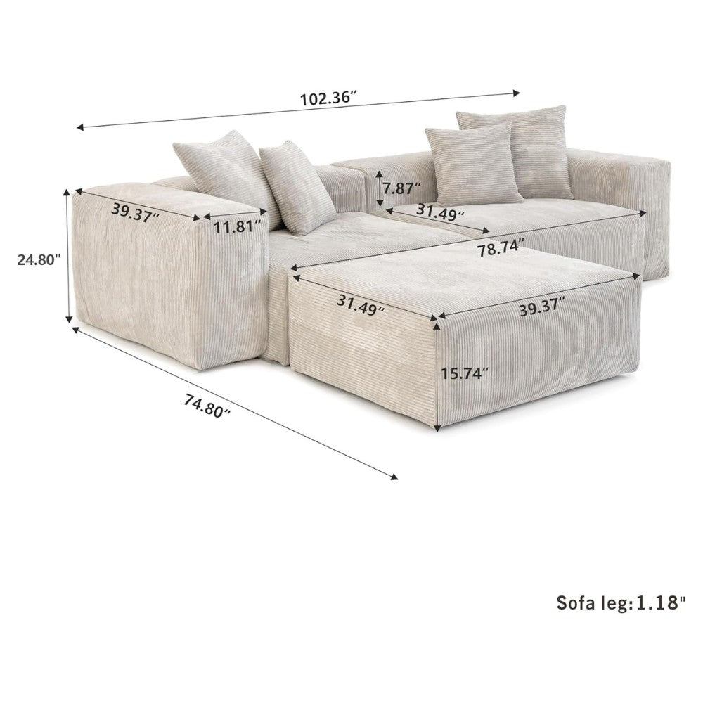 Kanso Corduroy Modular Sofa (Beige)