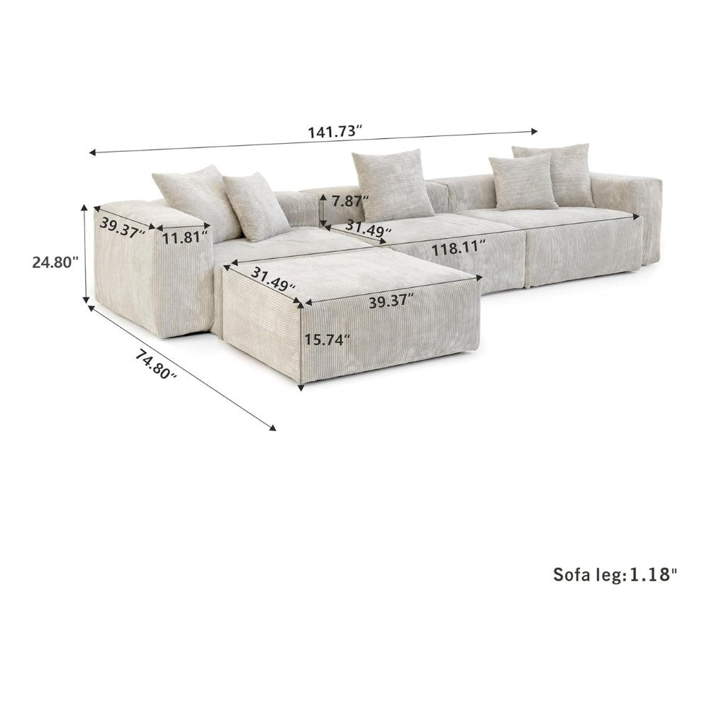 Kanso Corduroy Modular Sofa (Beige)