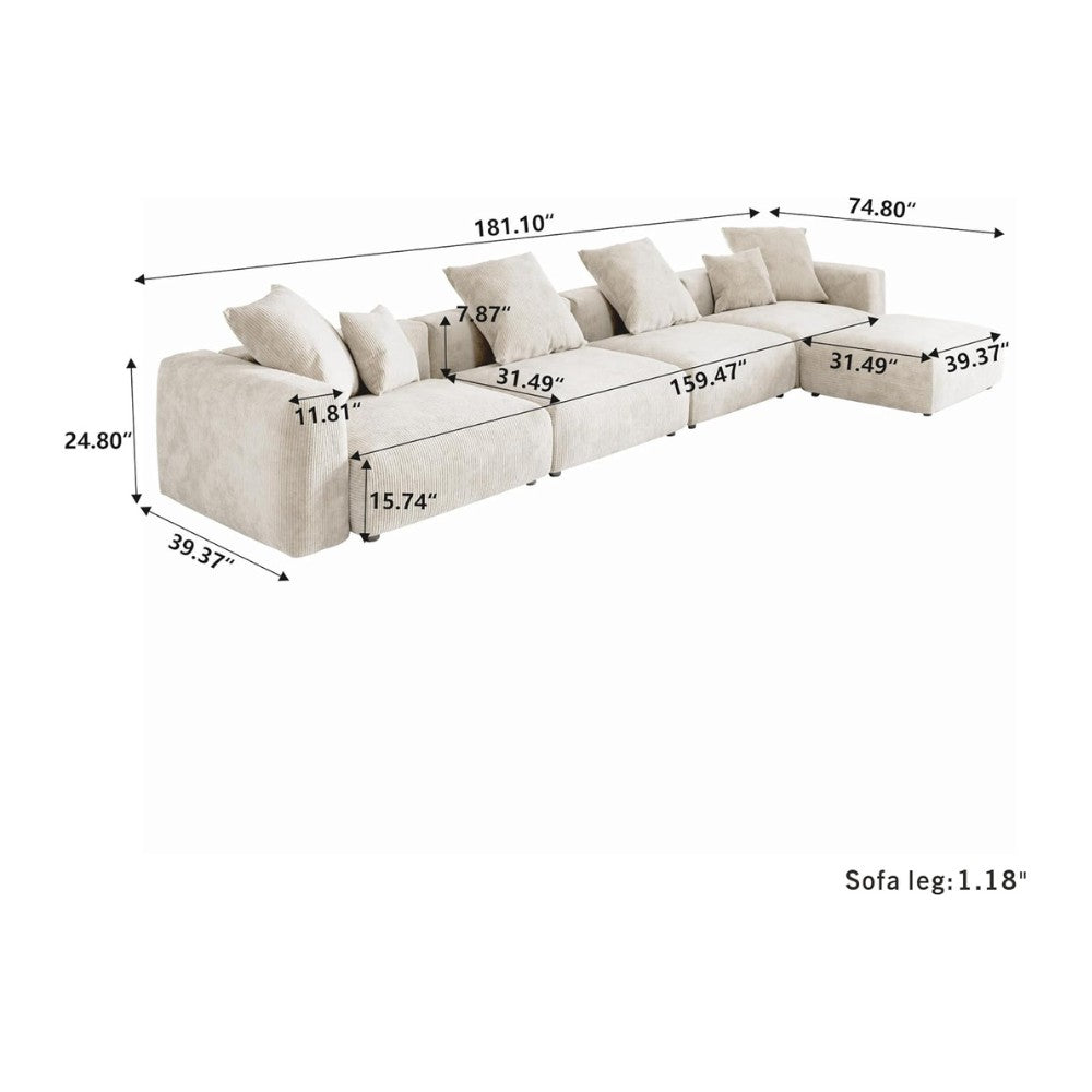 Kanso Corduroy Modular Sofa (Beige)