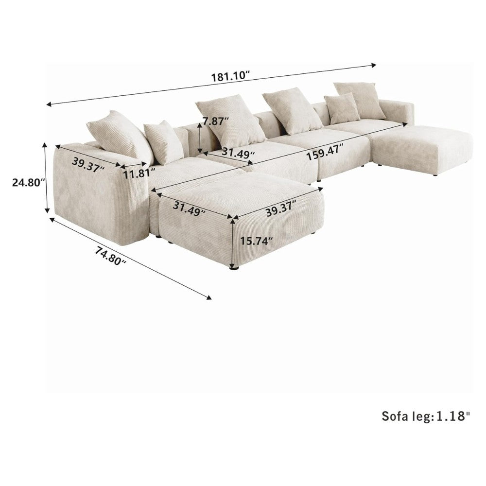 Kanso Corduroy Modular Sofa (Beige)