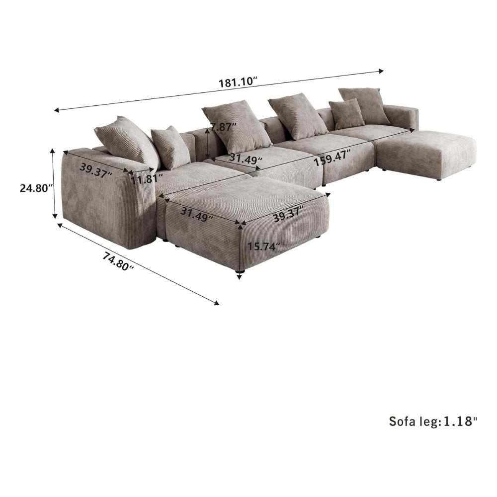 Kanso Corduroy Modular Sofa (Brown)