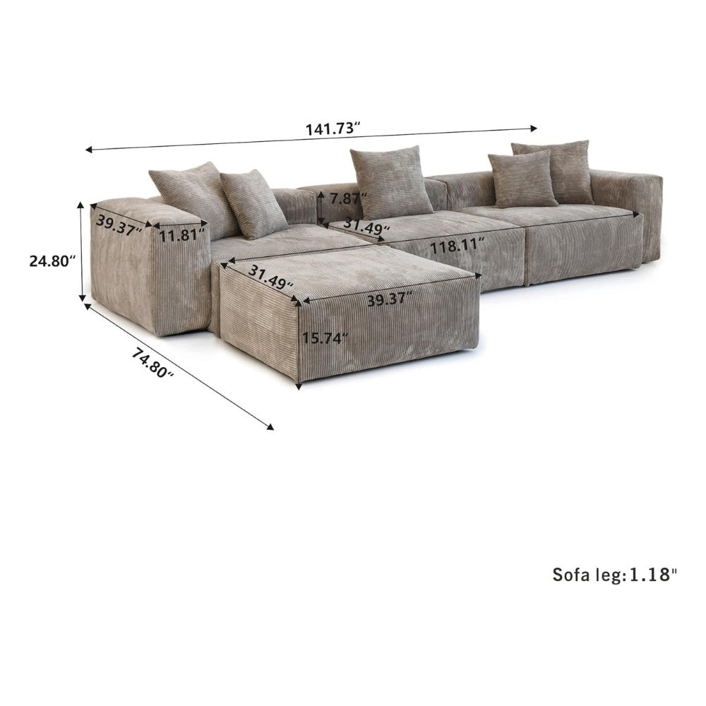 Kanso Corduroy Modular Sofa (Brown)