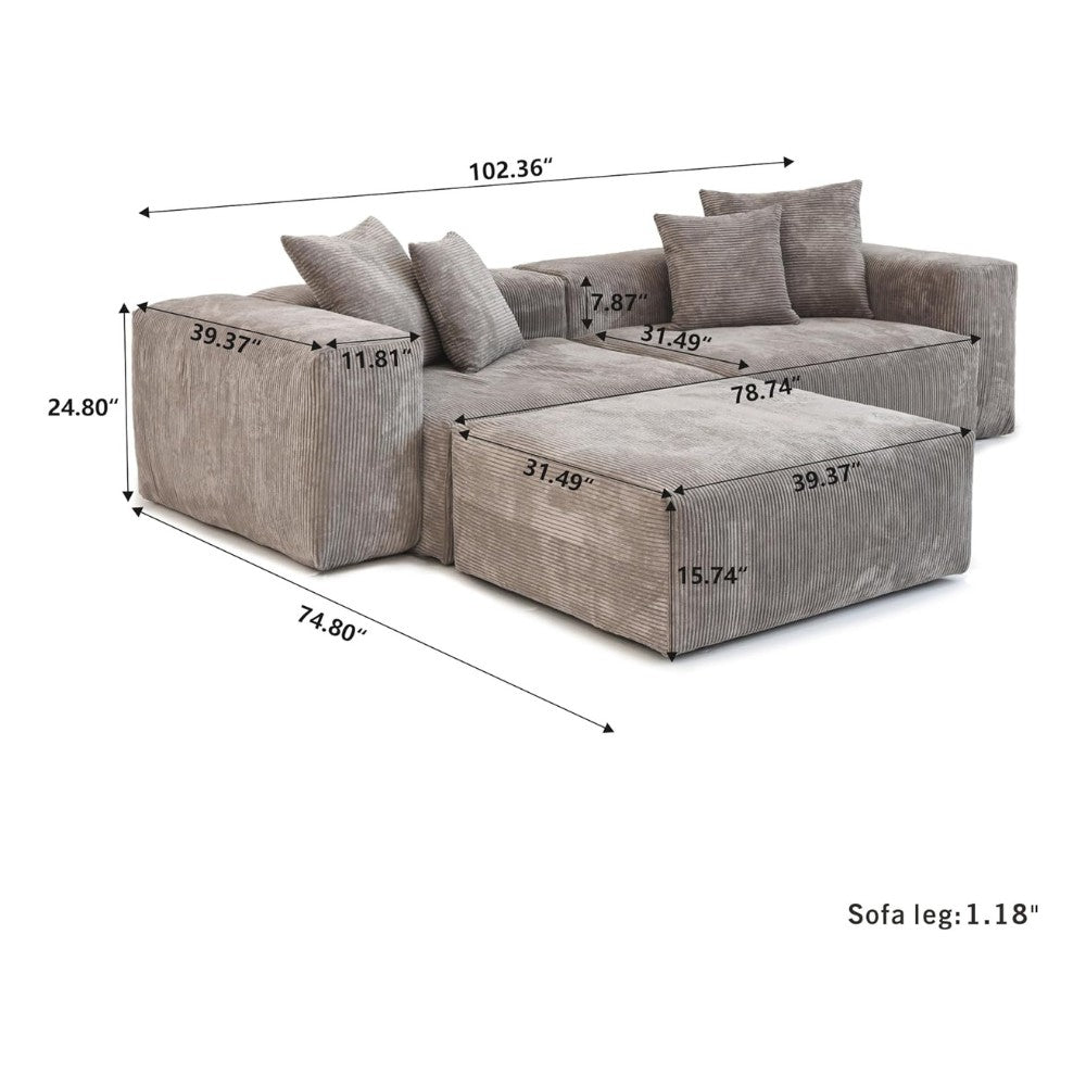 Kanso Corduroy Modular Sofa (Brown)