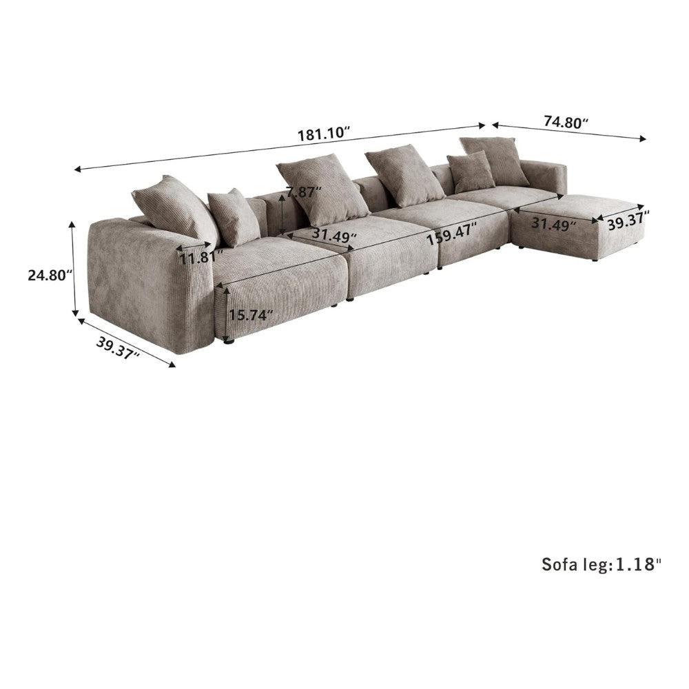 Kanso Corduroy Modular Sofa (Brown)
