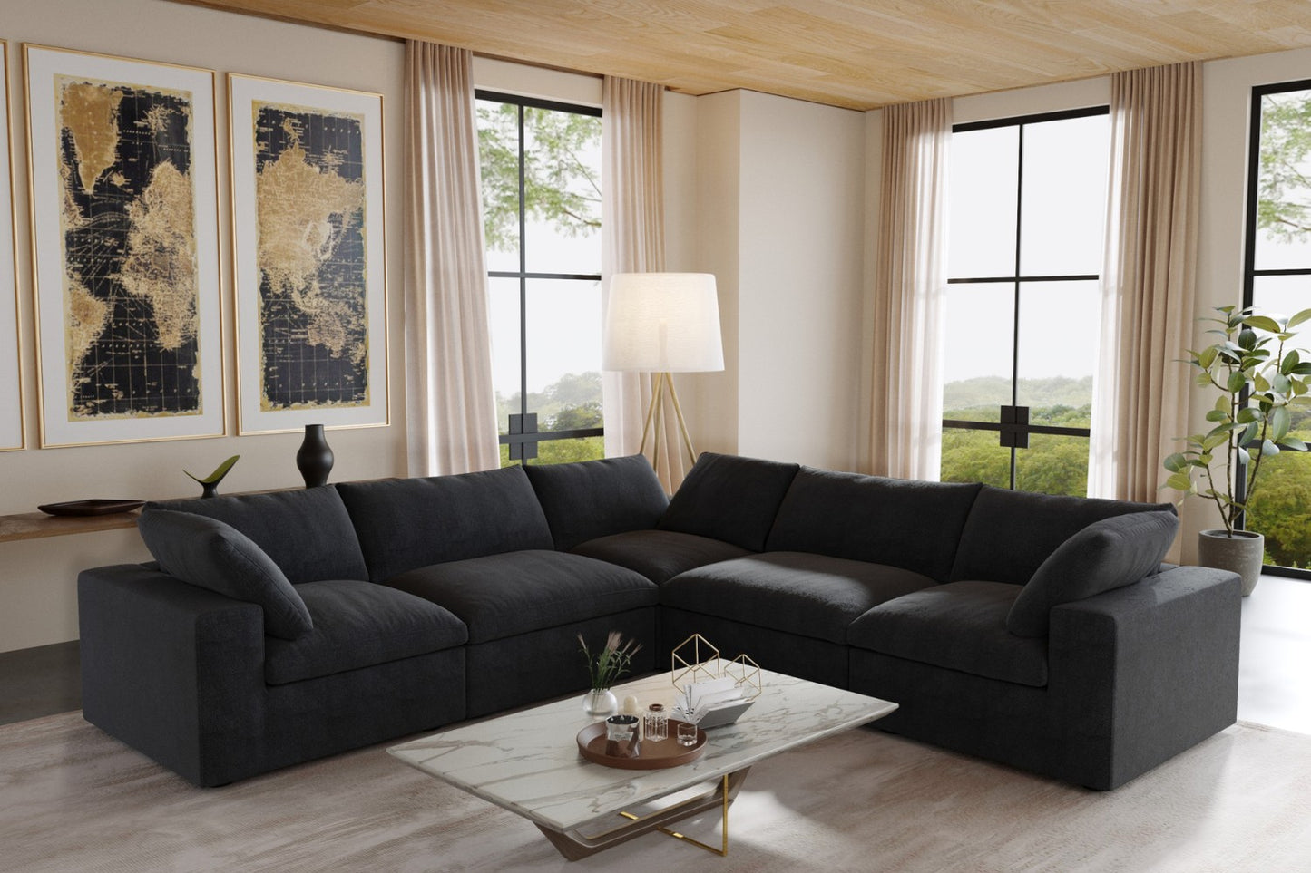 Solace Modular Boucle Sofa (Black)