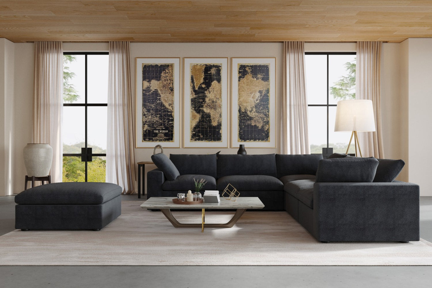 Solace Modular Boucle Sofa (Black)