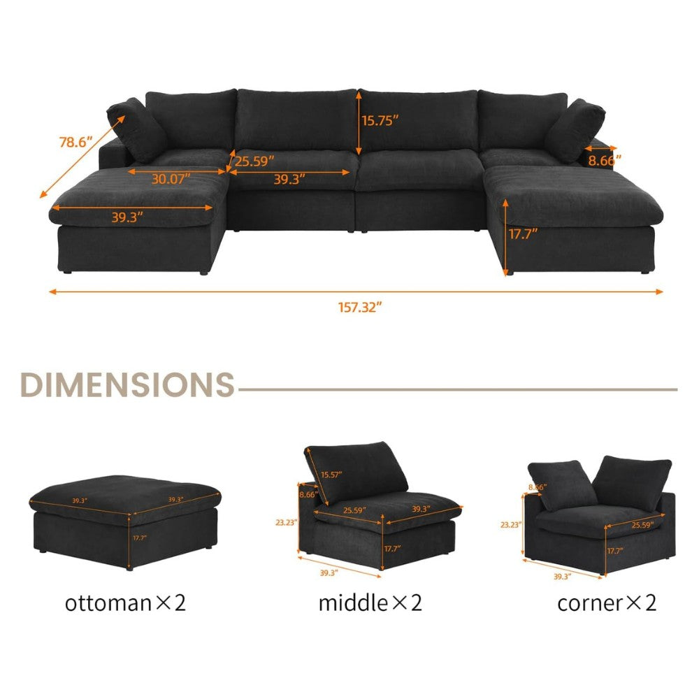 Solace Modular Boucle Sofa (Black)