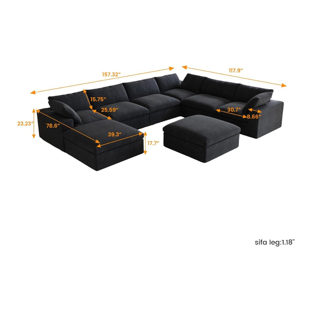 Solace Modular Boucle Sofa (Black)