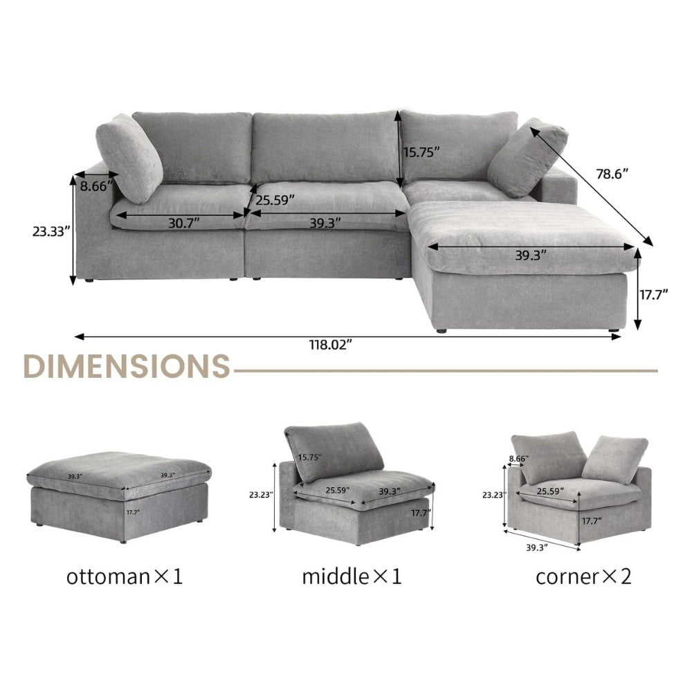 Solace Modular Boucle Sofa (Grey)