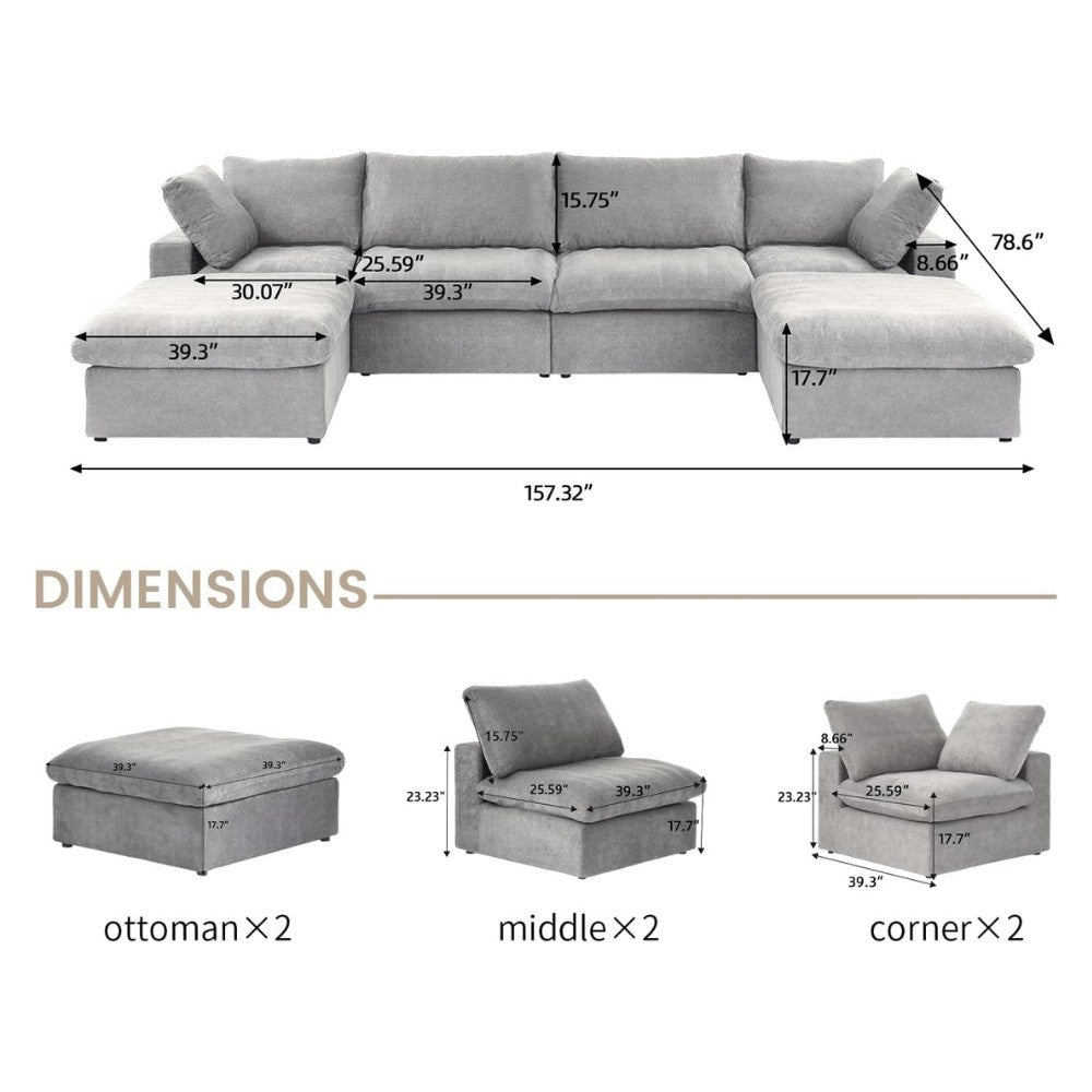 Solace Modular Boucle Sofa (Grey)
