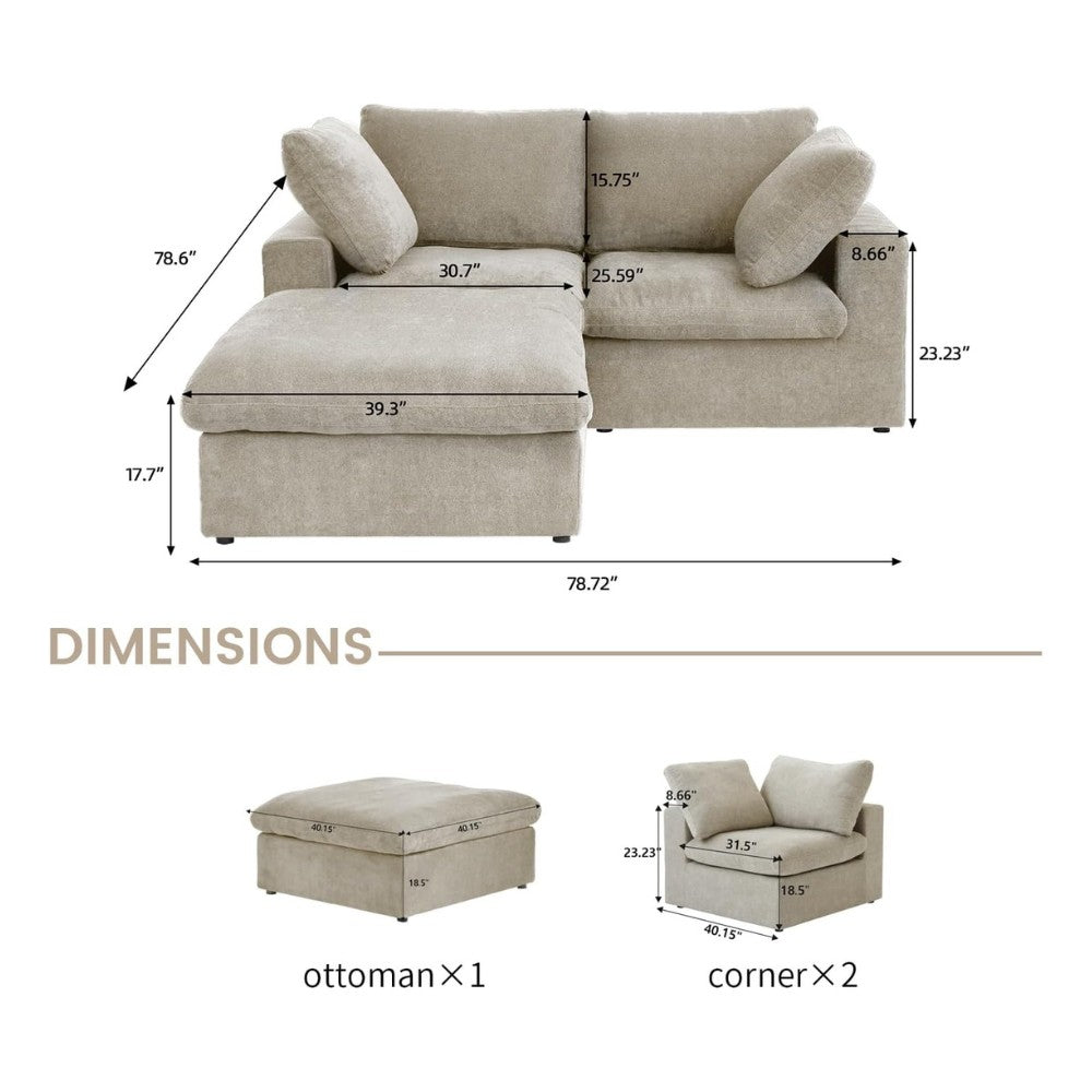 Solace Modular Boucle Sofa (Khaki)