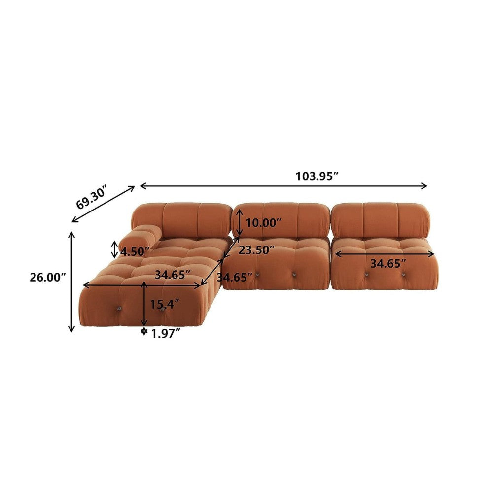 Takumi Velvet Modular Sofa (Orange)