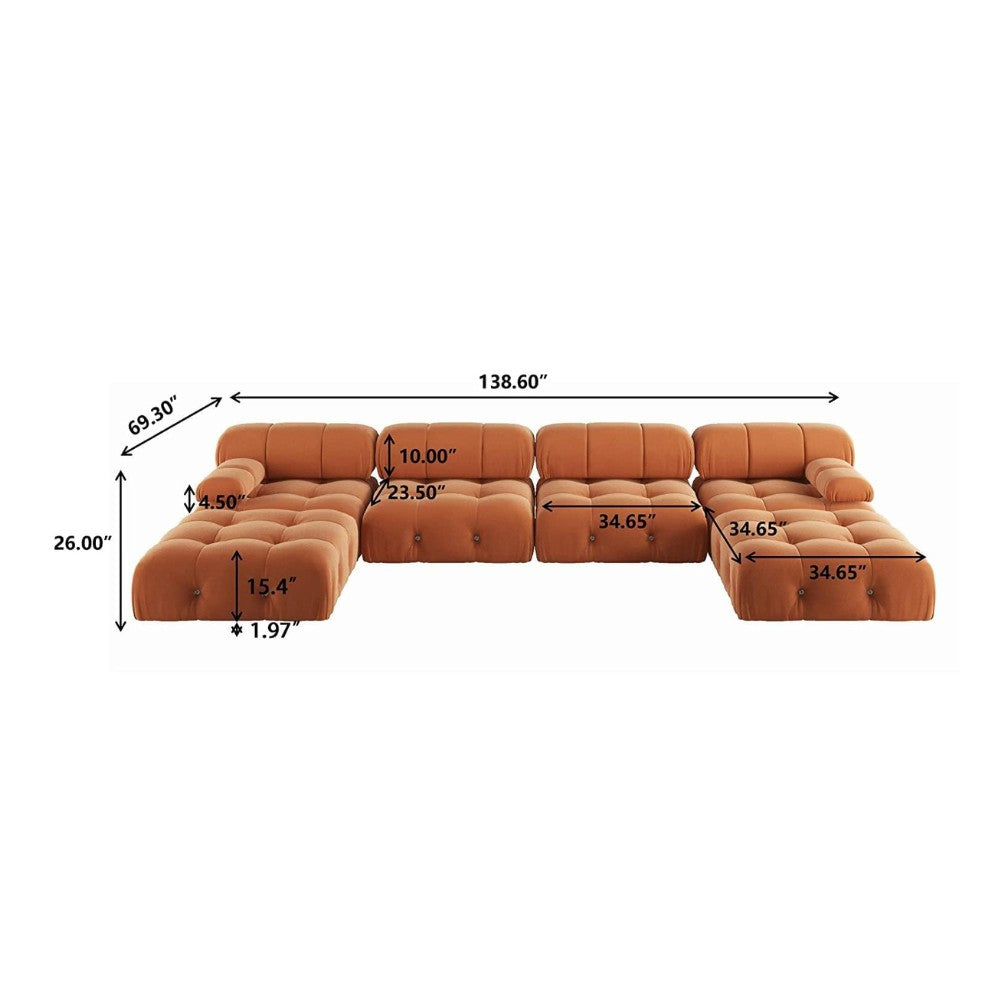 Takumi Velvet Modular Sofa (Orange)