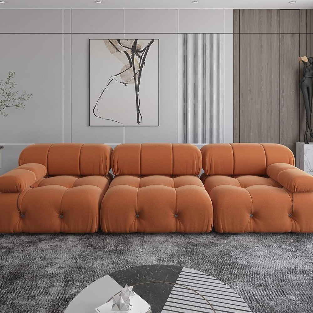 Takumi Velvet Modular Sofa (Orange)