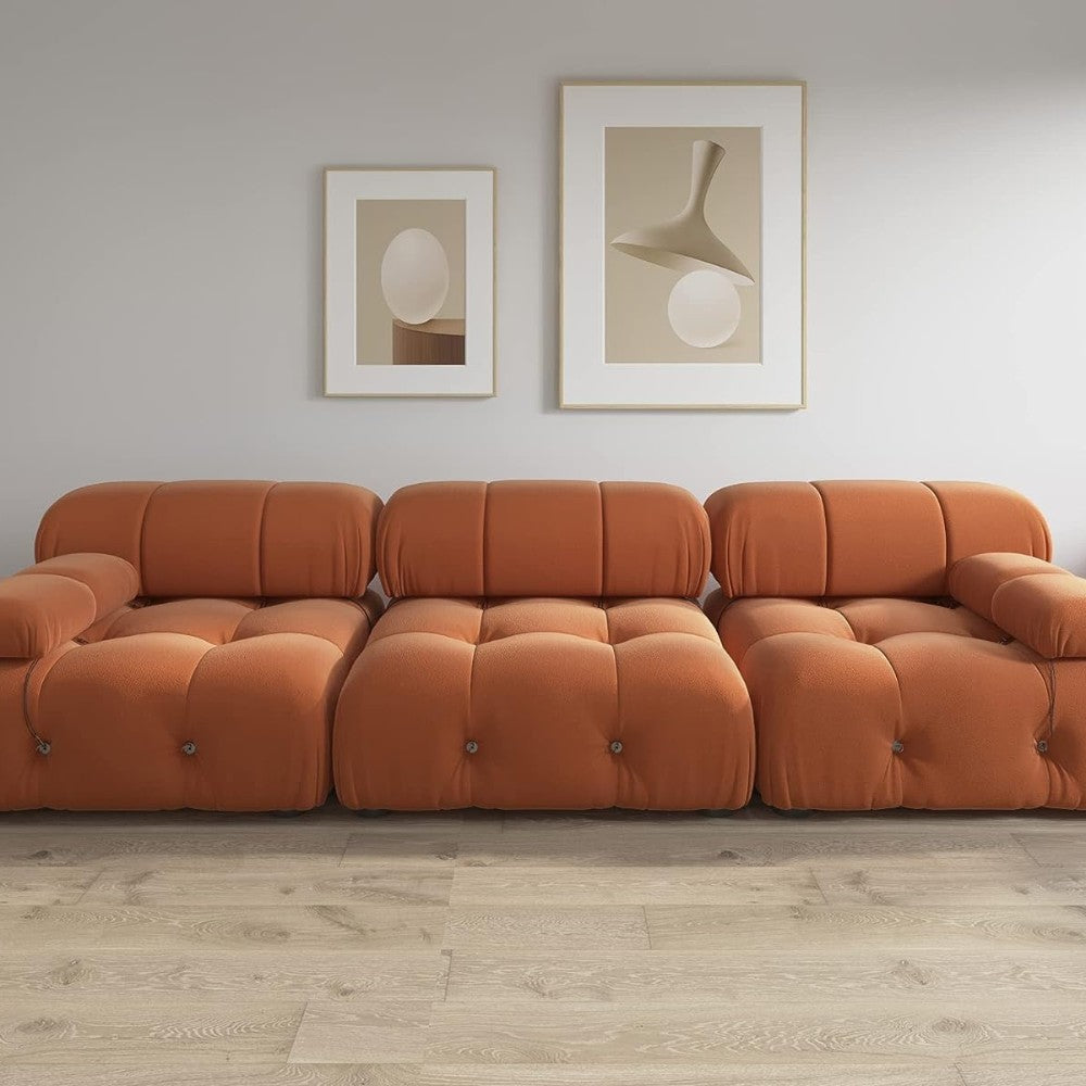 Takumi Velvet Modular Sofa (Orange)