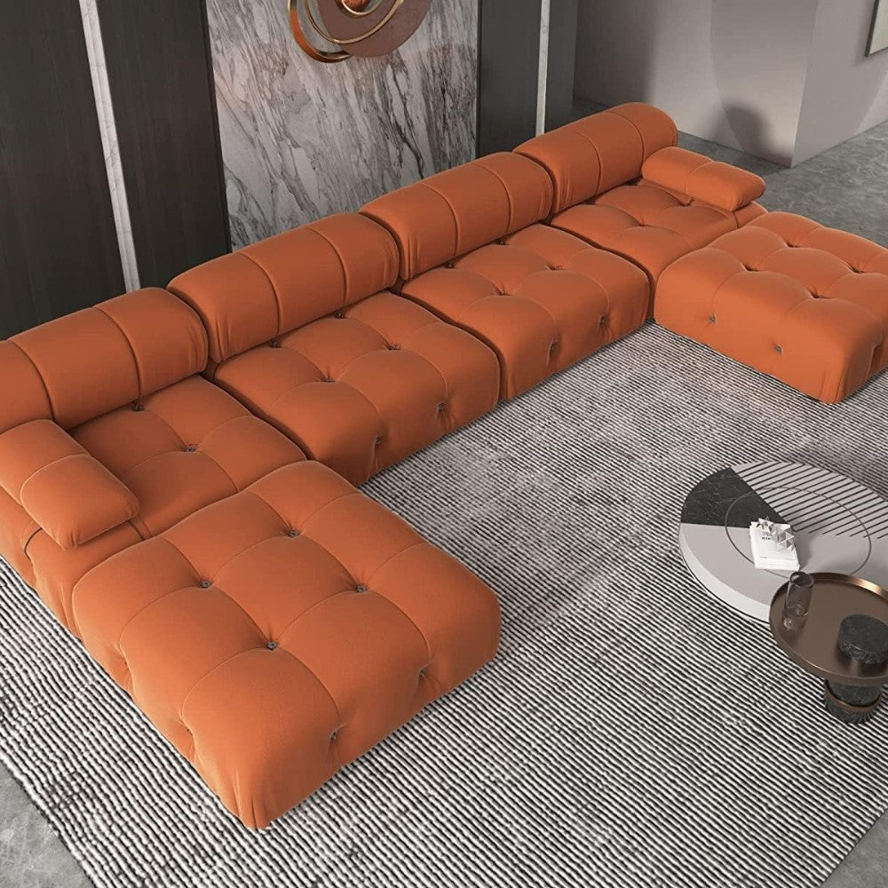 Takumi Velvet Modular Sofa (Orange)