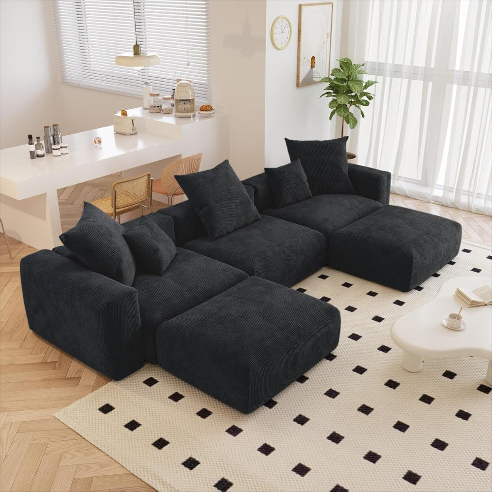 Kanso Corduroy Modular Sofa (Black)