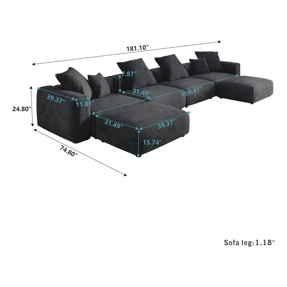 Kanso Corduroy Modular Sofa (Black)