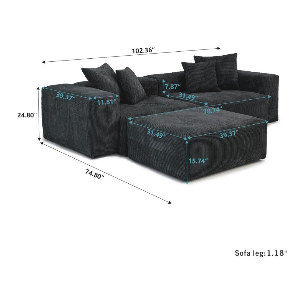 Kanso Corduroy Modular Sofa (Black)