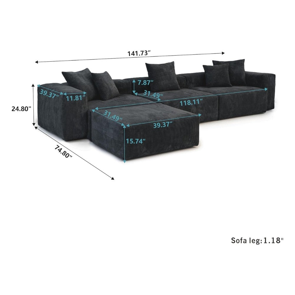 Kanso Corduroy Modular Sofa (Black)