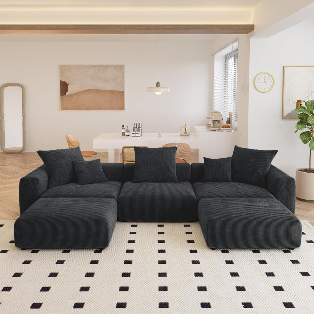 Kanso Corduroy Modular Sofa (Black)