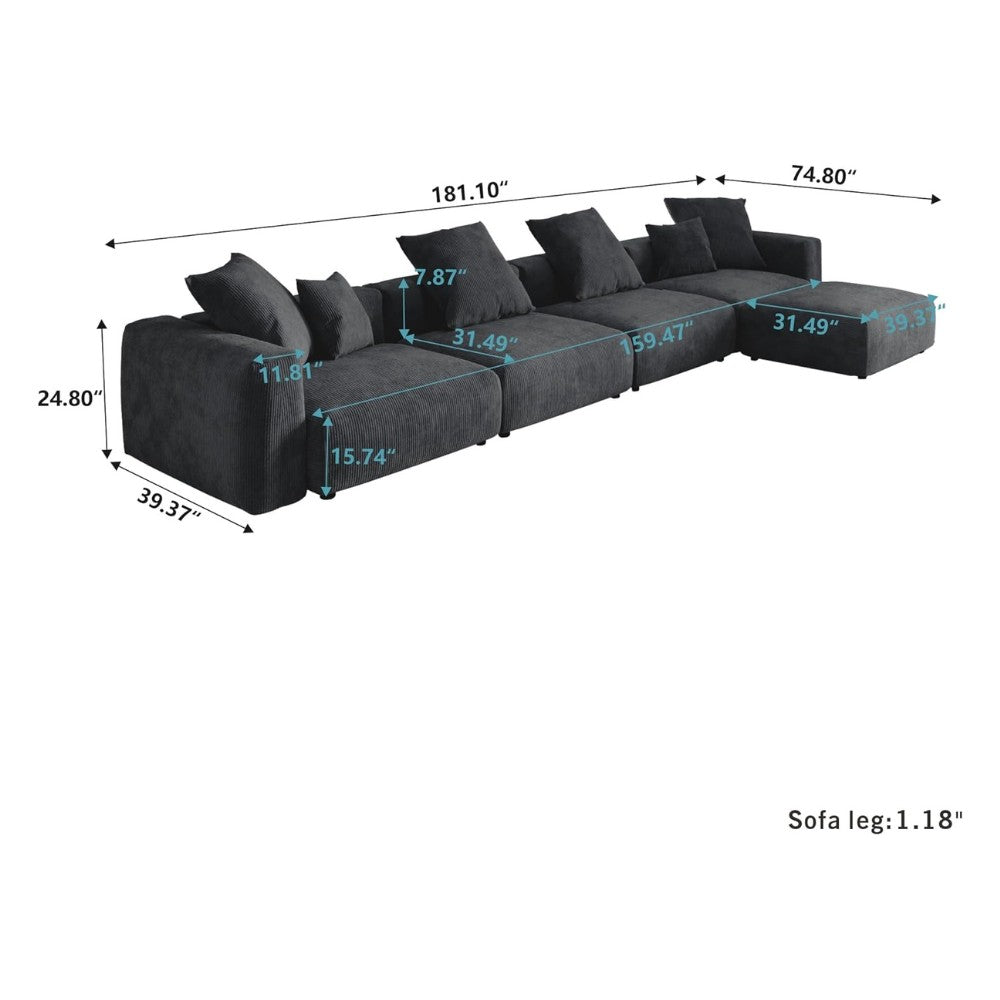 Kanso Corduroy Modular Sofa (Black)