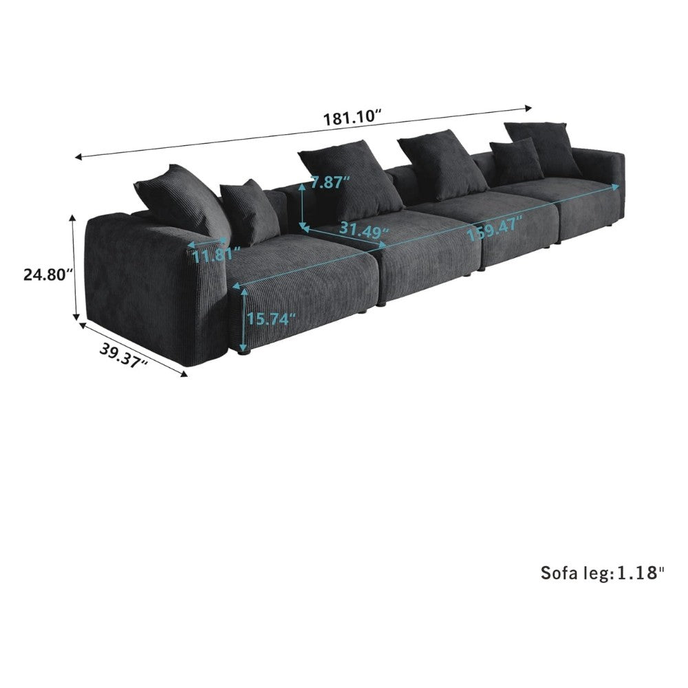 Kanso Corduroy Modular Sofa (Black)