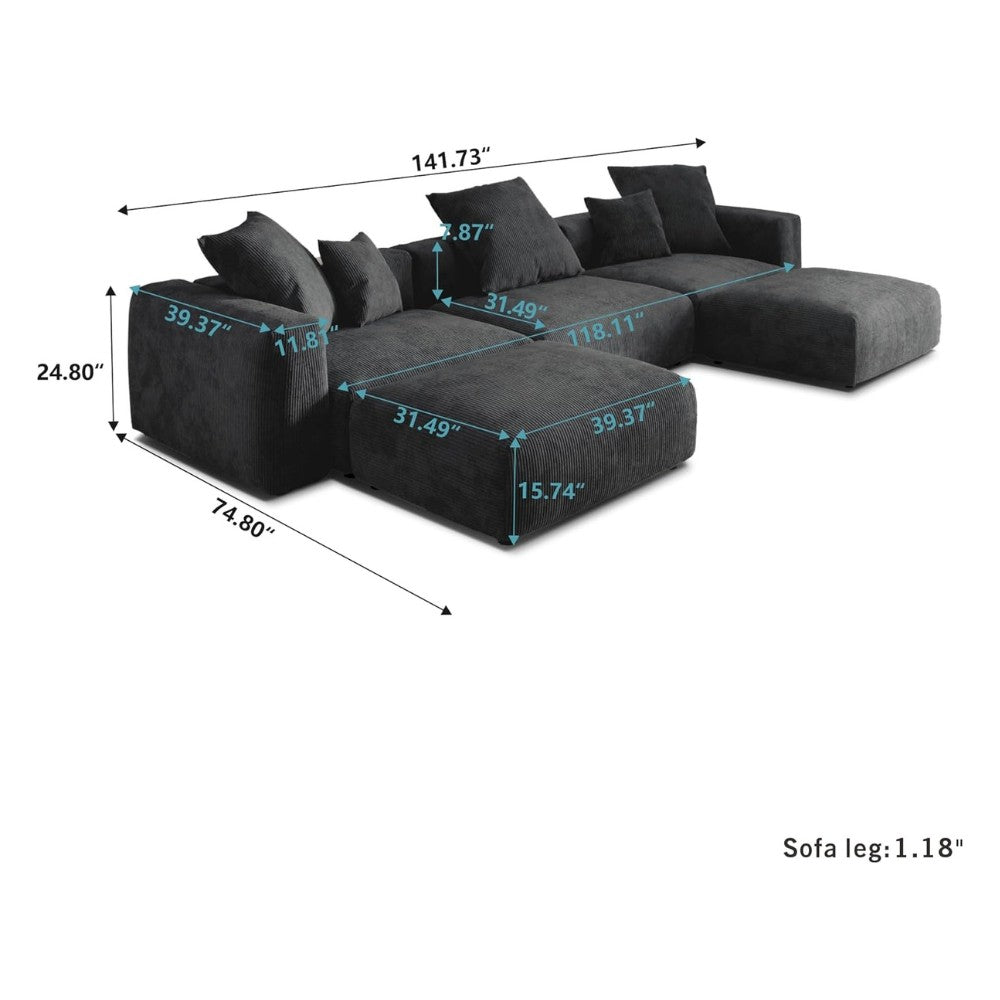 Kanso Corduroy Modular Sofa (Black)