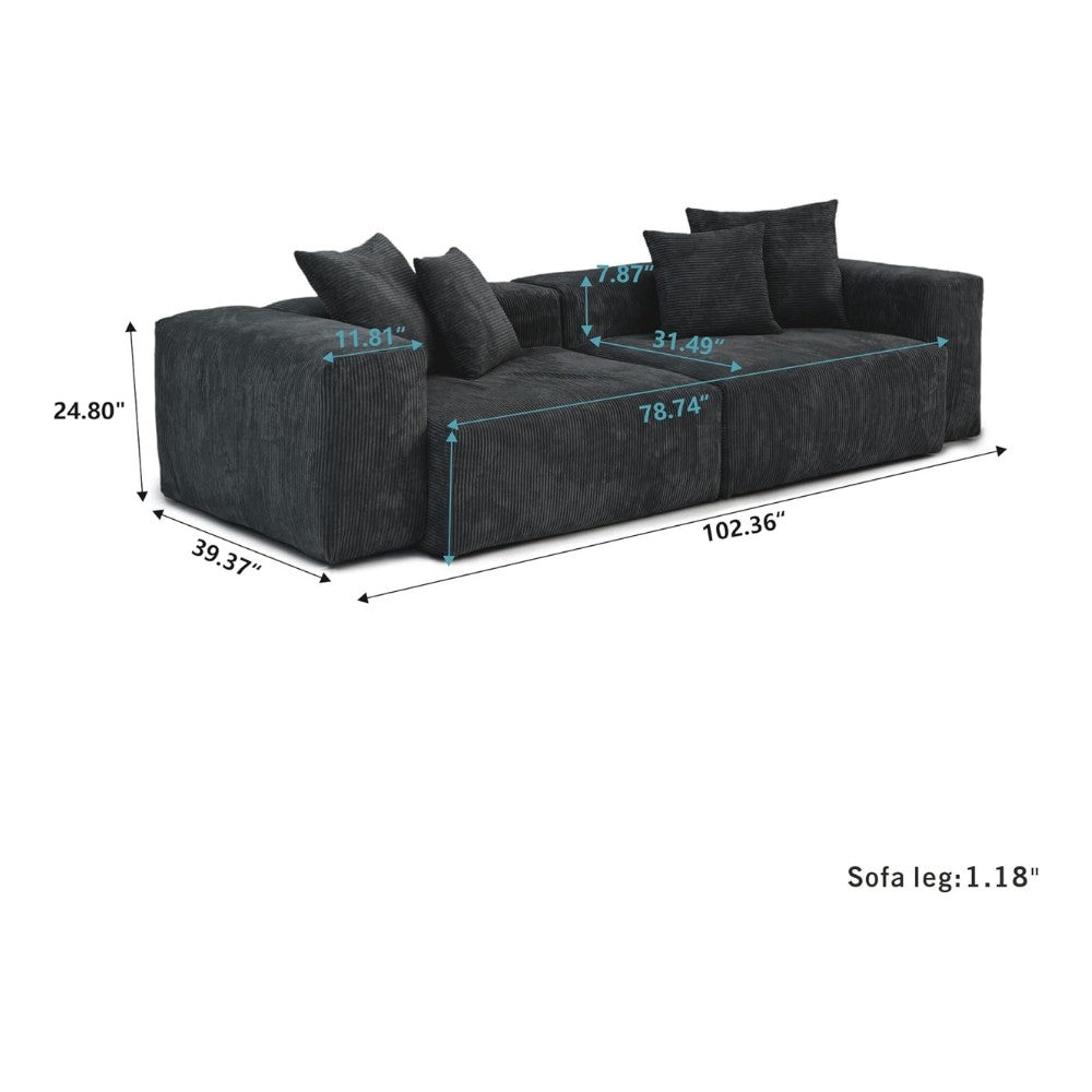 Kanso Corduroy Modular Sofa (Black)