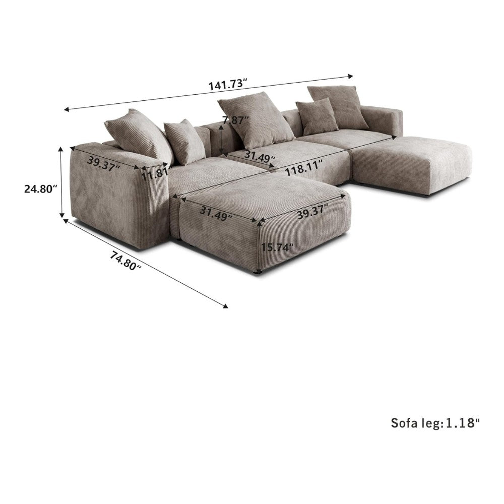 Kanso Corduroy Modular Sofa (Brown)