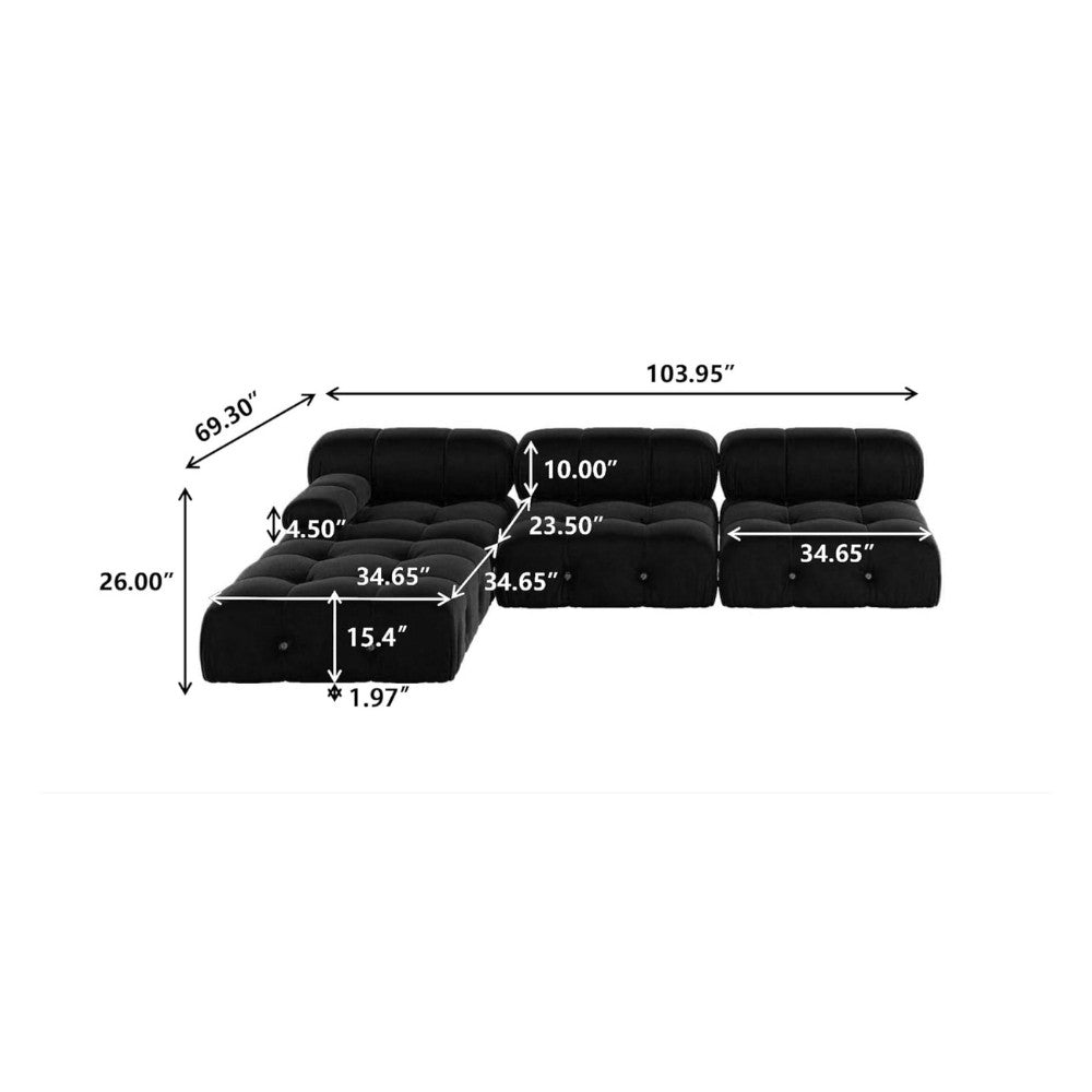 Takumi Velvet Modular Sofa (Black)
