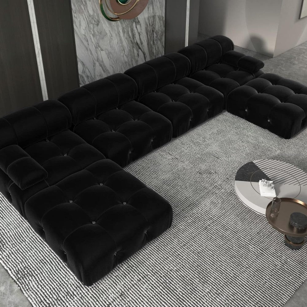 Takumi Velvet Modular Sofa (Black)