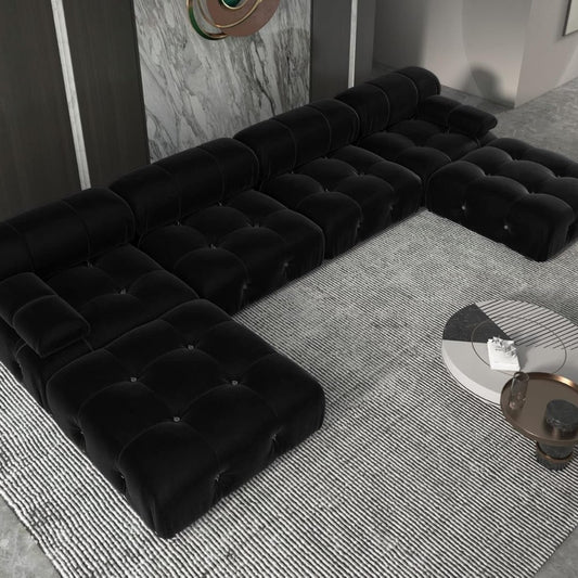 Takumi Velvet Modular Sofa (Black)