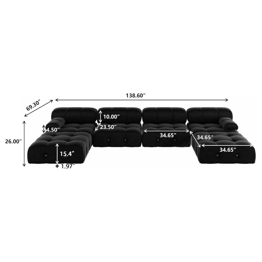 Takumi Velvet Modular Sofa (Black)