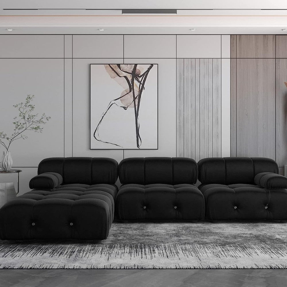 Takumi Velvet Modular Sofa (Black)
