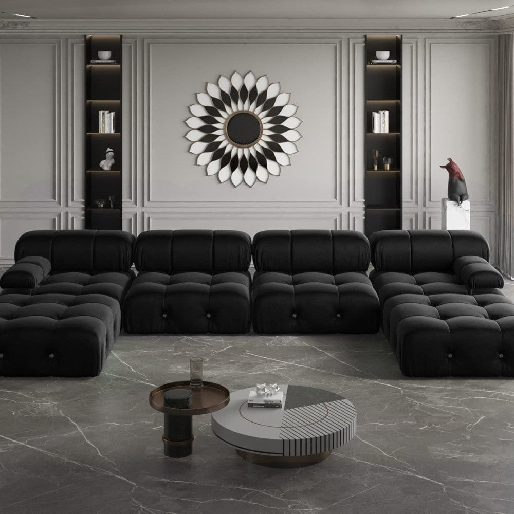 Takumi Velvet Modular Sofa (Black)