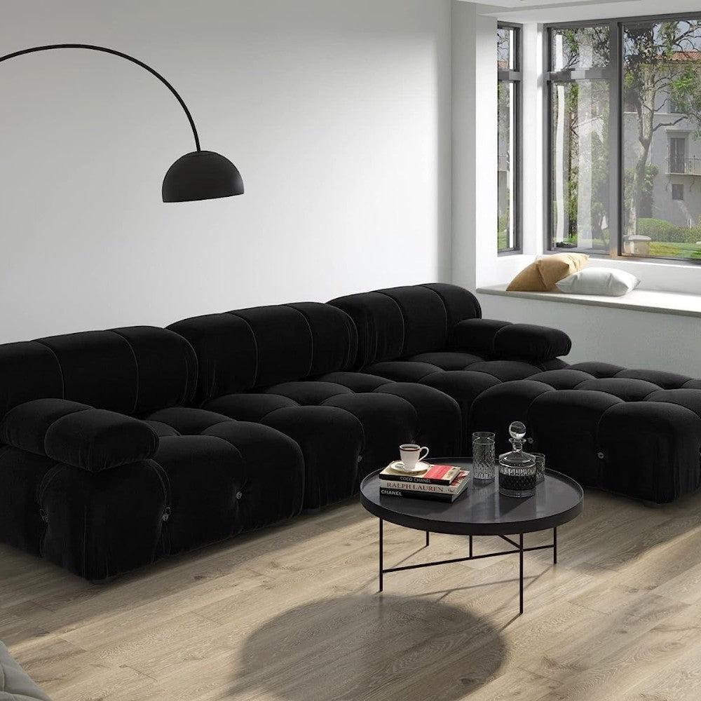 Takumi Velvet Modular Sofa (Black)