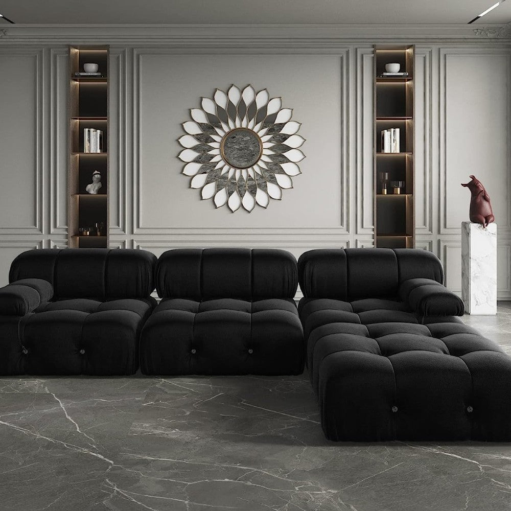 Takumi Velvet Modular Sofa (Black)