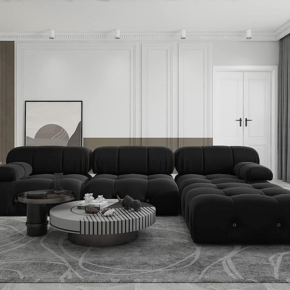 Takumi Velvet Modular Sofa (Black)
