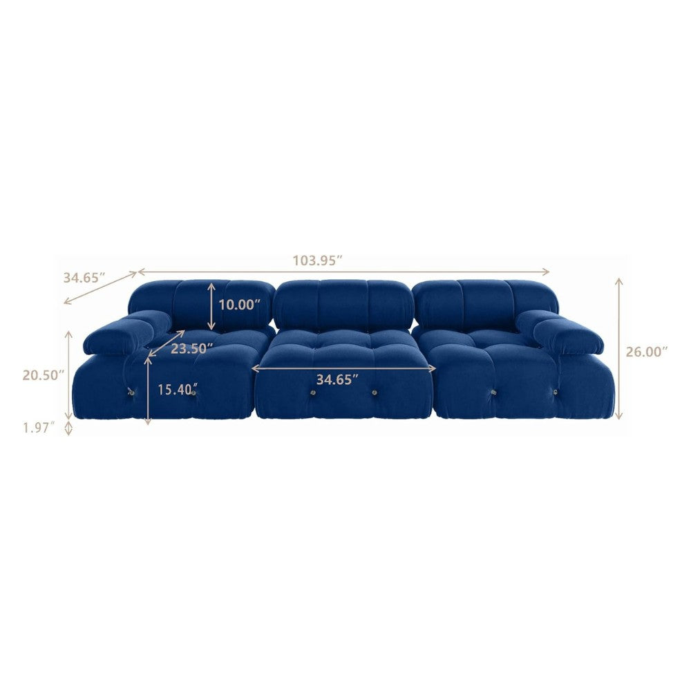 Takumi Velvet Modular Sofa (Blue)