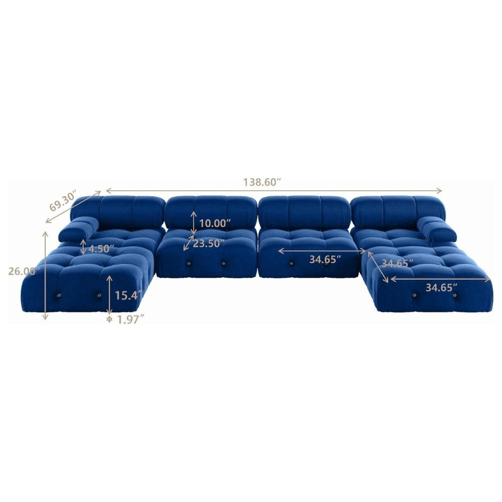 Takumi Velvet Modular Sofa (Blue)