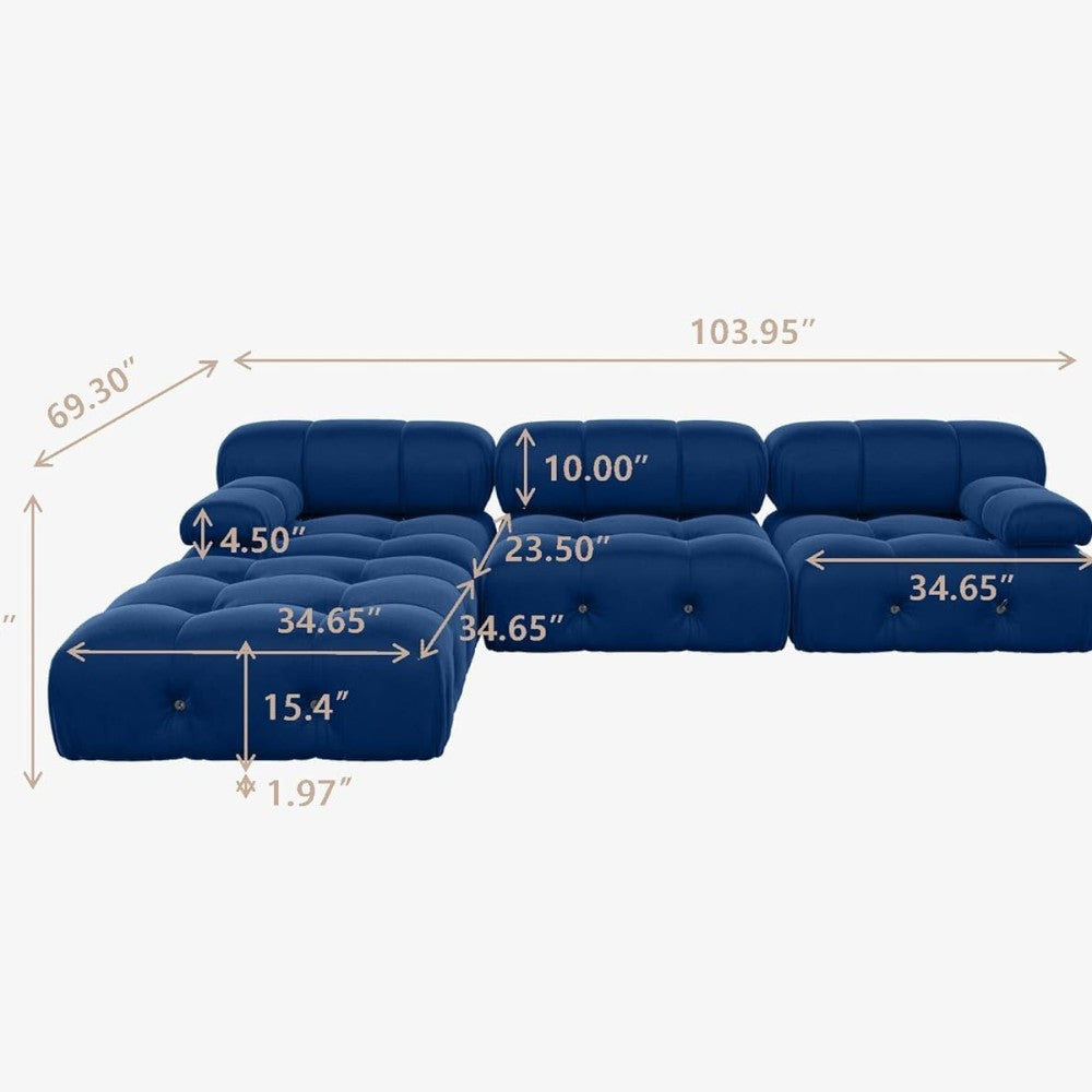Takumi Velvet Modular Sofa (Blue)