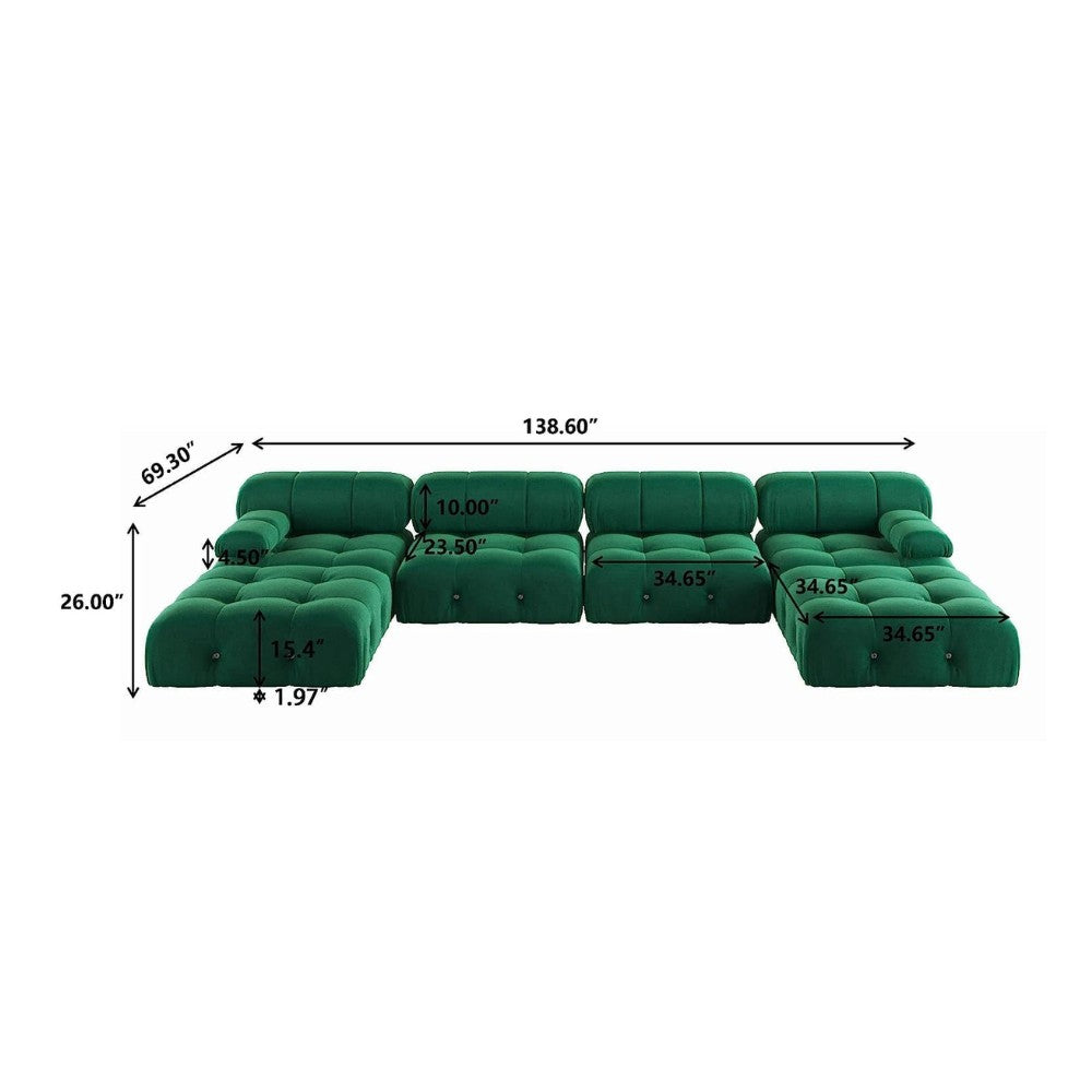 Takumi Velvet Modular Sofa (Green)
