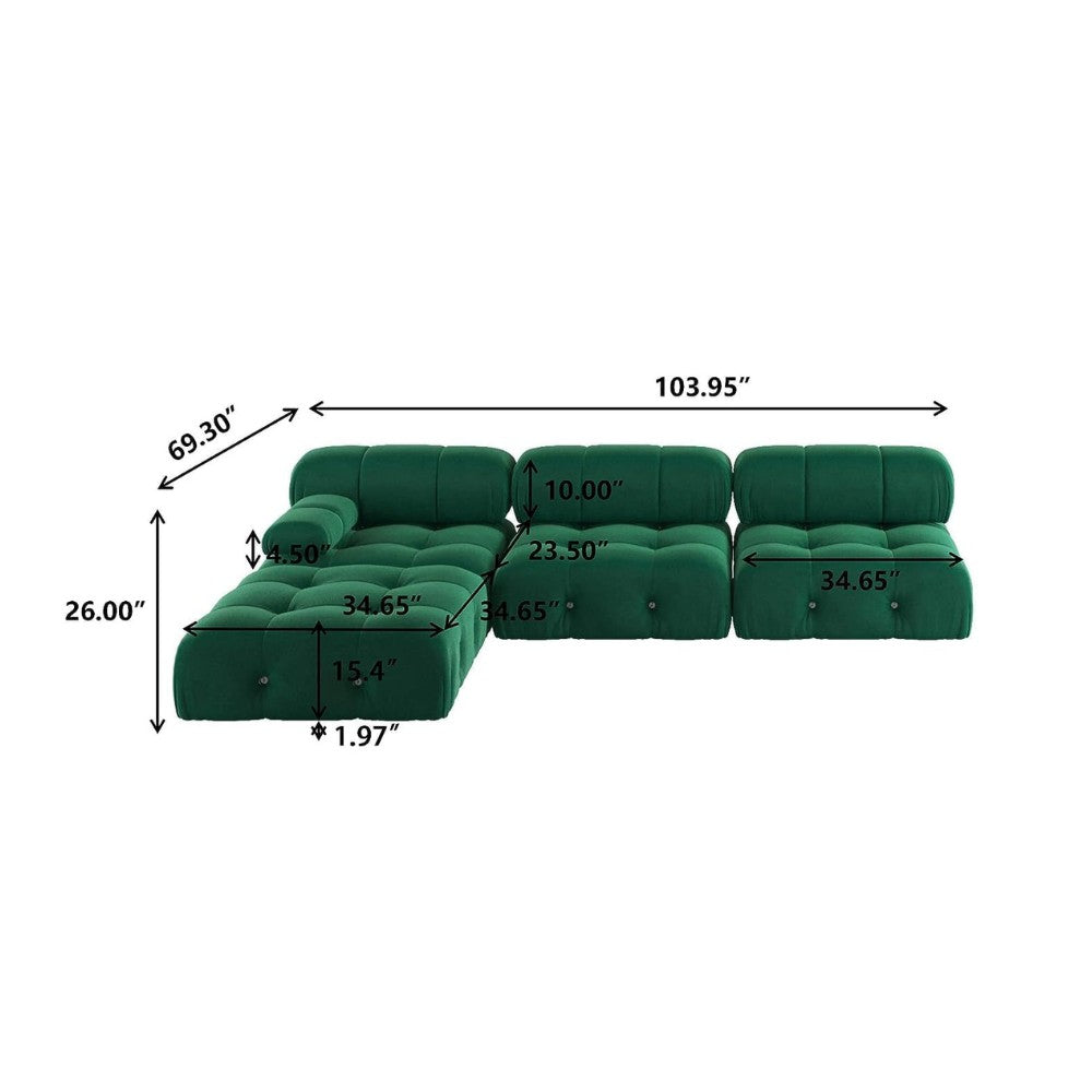 Takumi Velvet Modular Sofa (Green)