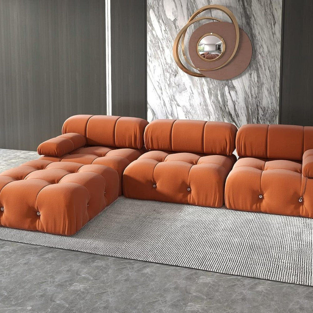 Takumi Velvet Modular Sofa (Orange)