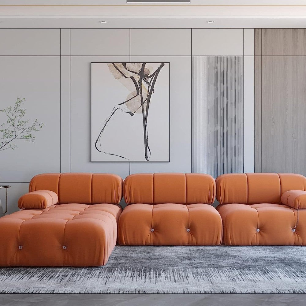Takumi Velvet Modular Sofa (Orange)