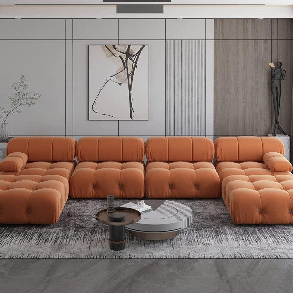 Takumi Velvet Modular Sofa (Orange)
