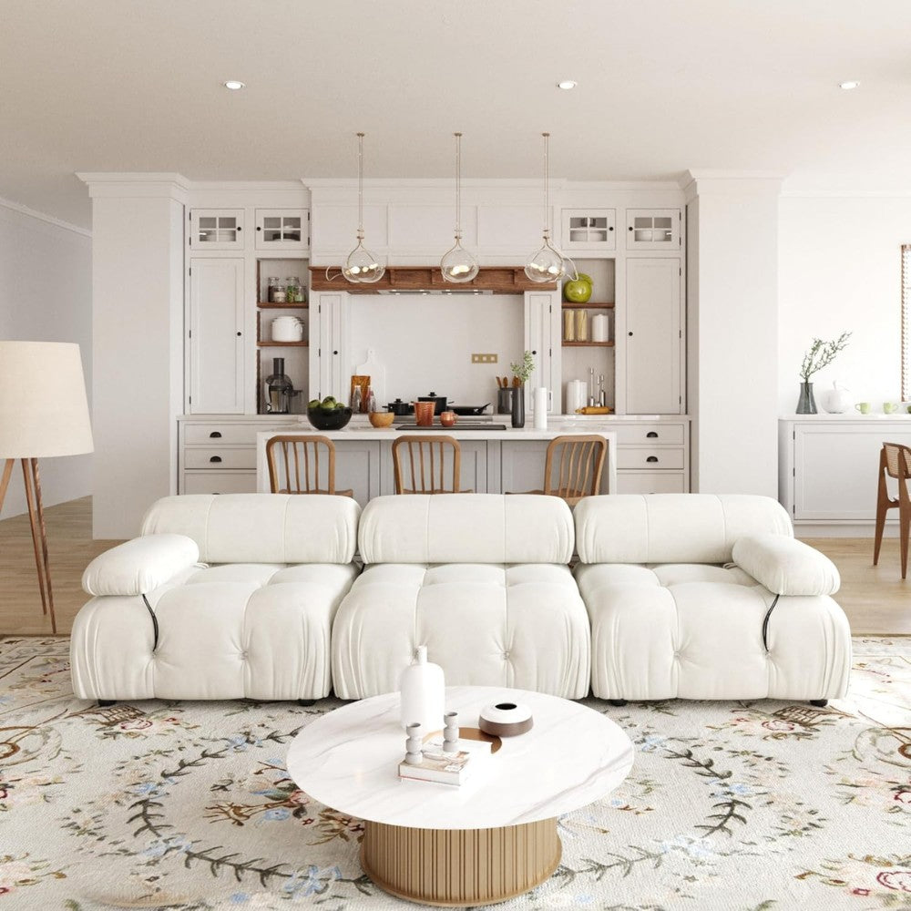 Takumi Velvet Modular Sofa (Beige)