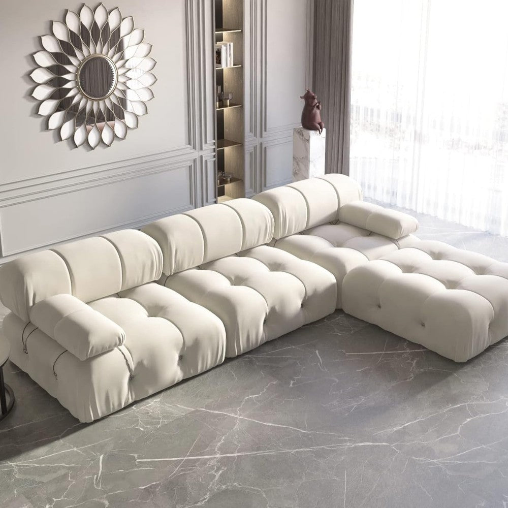 Takumi Velvet Modular Sofa (Beige)
