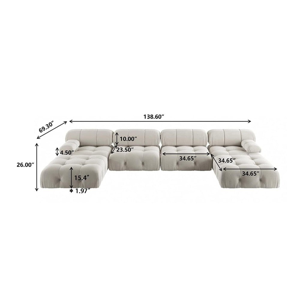 Takumi Velvet Modular Sofa (Beige)